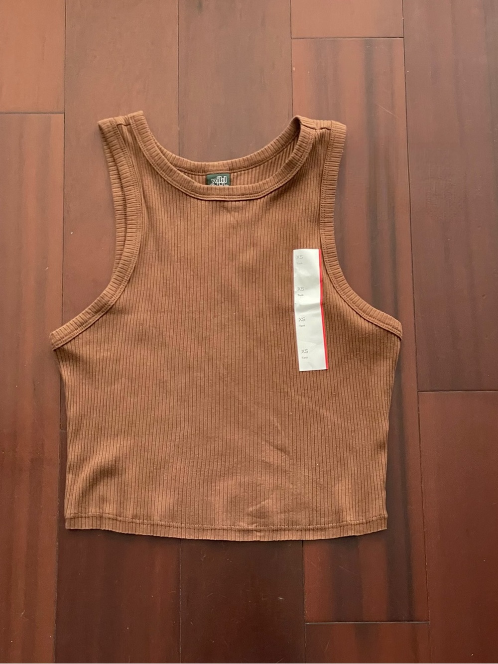 Wild Fable Ribbed Crop Tank Top in Chestnut Brown